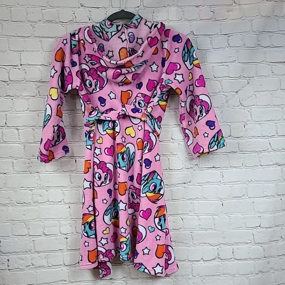 🚨 FLAW - My Little Pony Pink Plush Bath Robe Girls Fuzzy Bathrobe Fabric Piece
